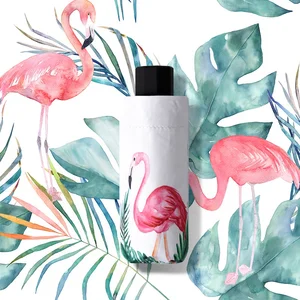 Image of 2019 RTS Anti UV 5 Fold 6K Flamingo design windproof compact Umbrella