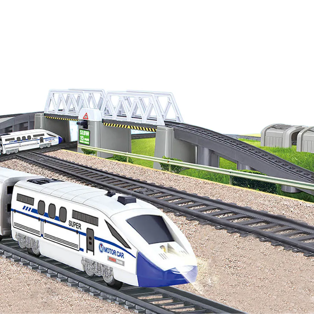 
914cm 86pcs kids lighting power electric track train toy set 