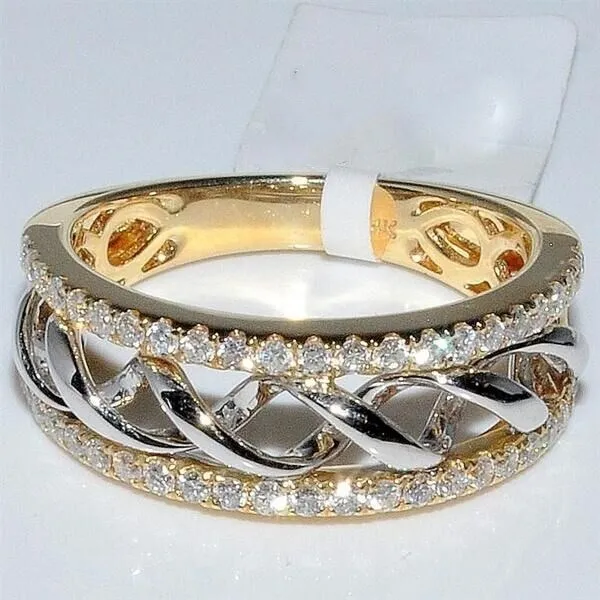 

2019 Creative Silver Gold Color Hollow Out Cubic Zircon Wedding Rings For Women Jewelry Zircon Engagement Band Ring