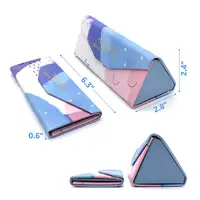 

Amazon hot sale eco friendly recycled pink PU leather triangle folding sunglasses case