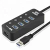 5-Port USB 3.0 Hub with 4 Data Transfer Ports, 5V/2.1A Smart Charging Port, Individual On/Off Switches(ABS Black)