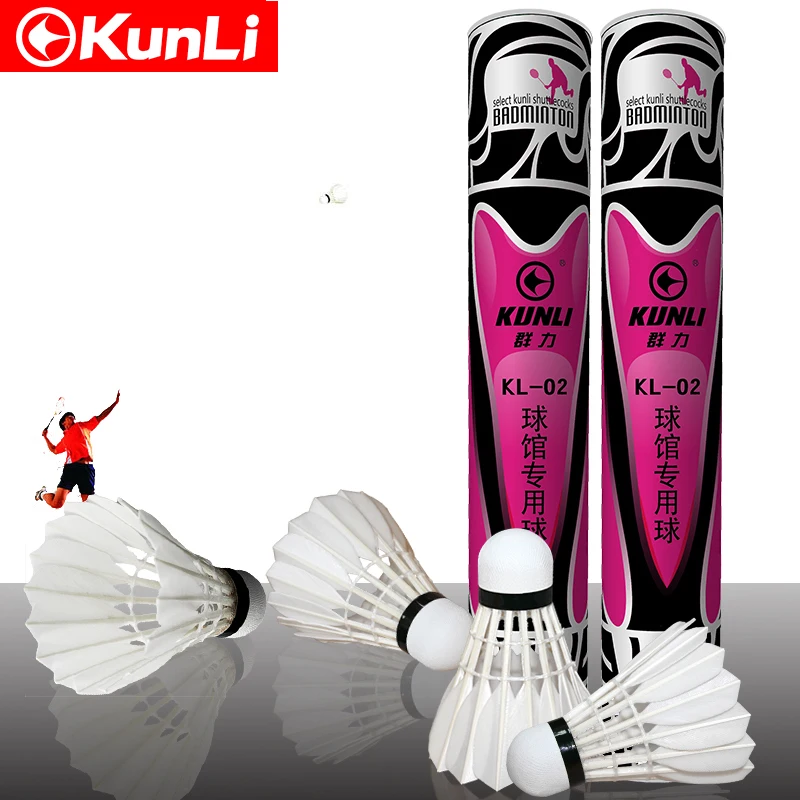 

Kunli KL-02 badminton Shuttlecock/Best Durability/best flying/Grade 2 Water duck feather shuttlecock for Tournament, White