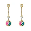 18k gold 925 sterling silver diamond yin yang drops earrings for women dangling