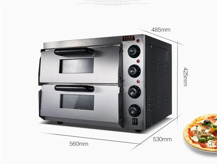 Electric Black Pizza Oven 2 Layers 4 Pans Commercial Baking Oven For Commercial Kitchen