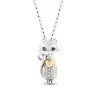 Cute Sterling silver jewelry Mouse shaped pendant necklace with black zircon eyes