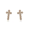 94202 Latest design indian gold plated cross shape pave crystal cross stud earring women fashion jewelry