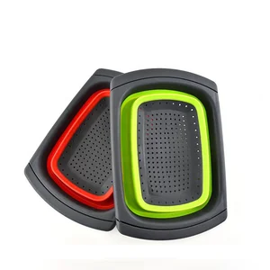 Image of Hot Selling Water Drain Basket Plastic Folding vegetable washing basket Fruit Washing Basket
