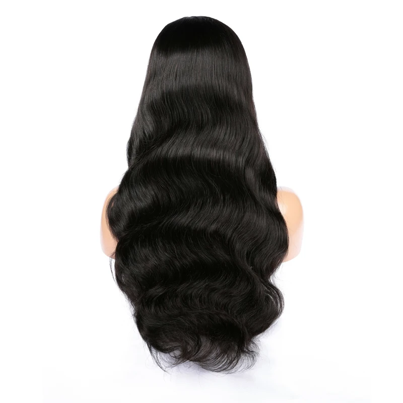 

Hot selling pre plucked body wave lace front human brazilian hair wig