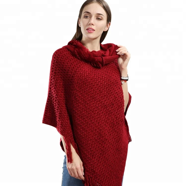 

2016 wholesale new fashionable women knit cashmere pullover poncho, As photos