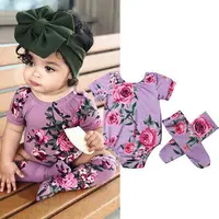 

Baby Girl Infant Flower Romper Bodysuit Jumpsuit Socks Outfit Clothes Summer