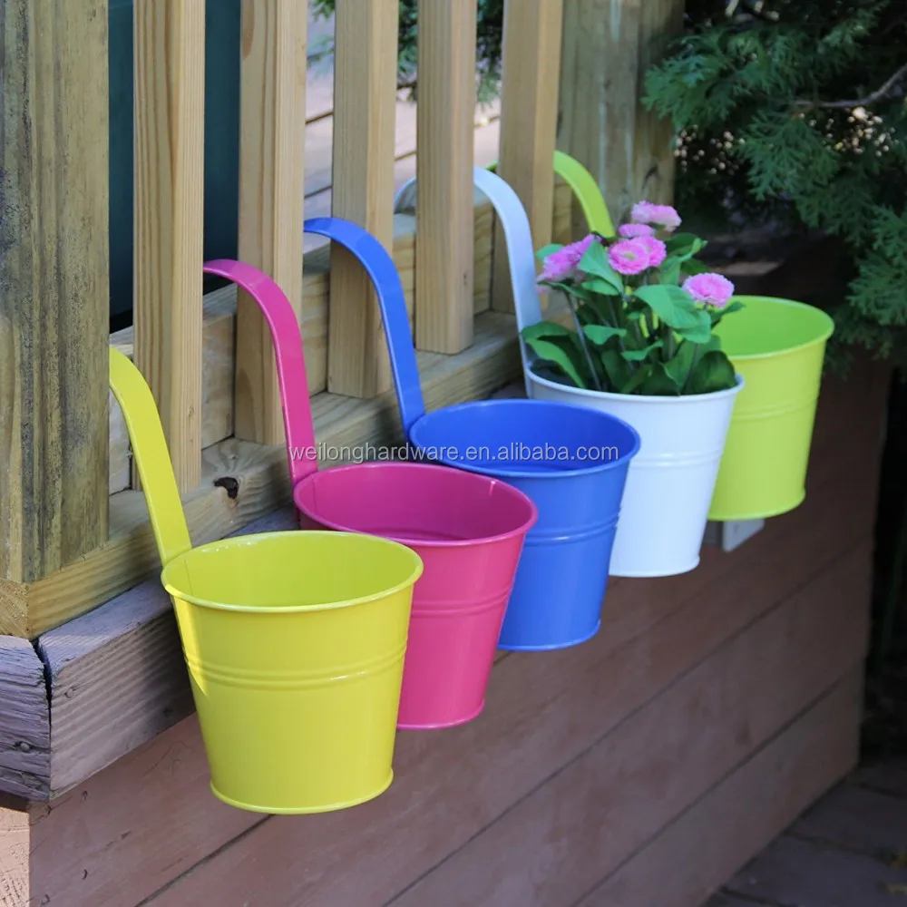 Metal Iron Hanging Flower Pot Vase Planter Indoor Fence Wall Hanging