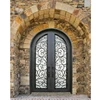 OEM modern simple wrought iron decoration arched double entry swing doors designs