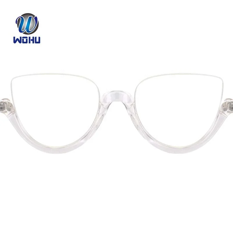 

Fancy Semi-Rimless Transparent Brow Line Half Frame Glasses Eye Glasses Optical Frame