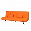Multi Position Futon Couch Sleeper And Lounger with Cushion Orange Sofa with Bed