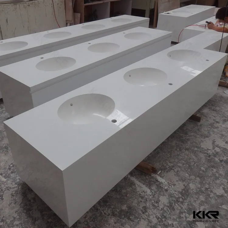 White Cultured Marble Vanity Tops Composite Quartz Countertop