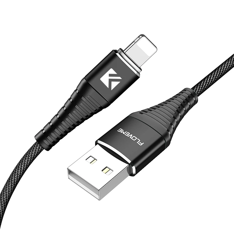 Free Shipping 2019 Hot Selling FLOVEME LED USB Cable 1M Braided Data Sync 2A Charger Phone Cable