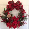 Classics Merry Christmas Party Poinsettia Pine Wreath for Door Wall Garland Decoration
