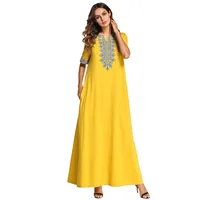 

Yellow european women ladies rayon baju arab dress butterfly african silk turkish batik caftan dubai abaya moroccan kaftan