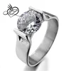 Stainless Steel Ring Band Women Silver White CZ Wedding