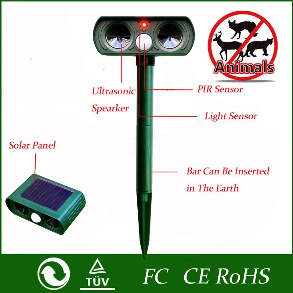 China Supplier Wholesale Solar Ultrasonic Outdoor Animal Repellent And