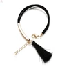 Bohemian National Style Leather Bar Silk Thread Fabric Tassel Bangle Bracelet