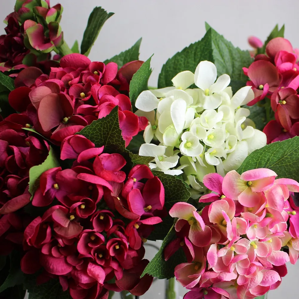 Most Realistic Burgundy Silk Artificial Hydrangea Flower Buy