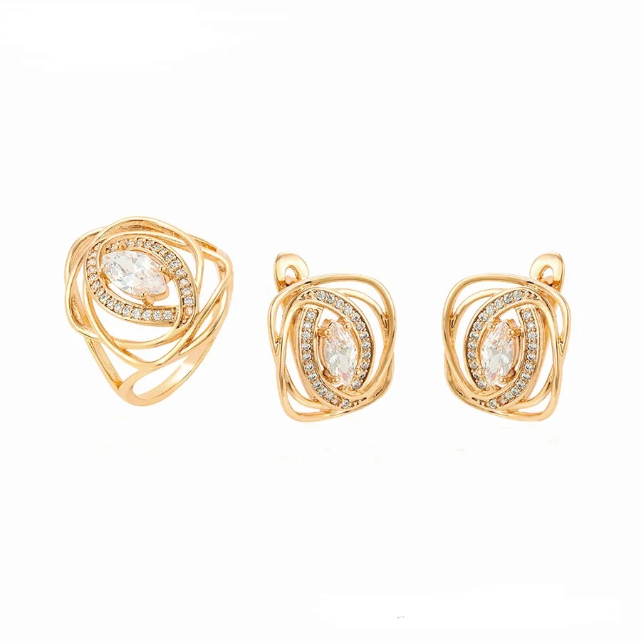 

64617 xuping 18K gold plated gemstone elegant style fashion jewelry set for women