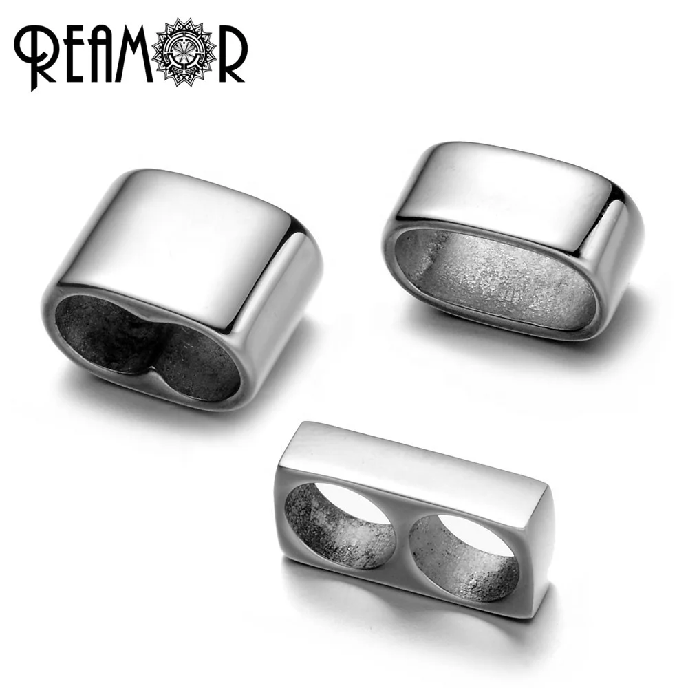 

REAMOR 316l Stainless Steel 5mm Double Hole Spacer Metal Beads For Men Leather Bracelet DIY Jewelry Making