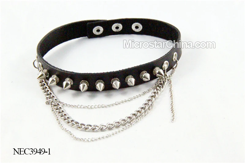 Al por mayor Anime Cosplay Joyería Ancho de Cuero Negro Remache del Punk Rock Gótico Collar