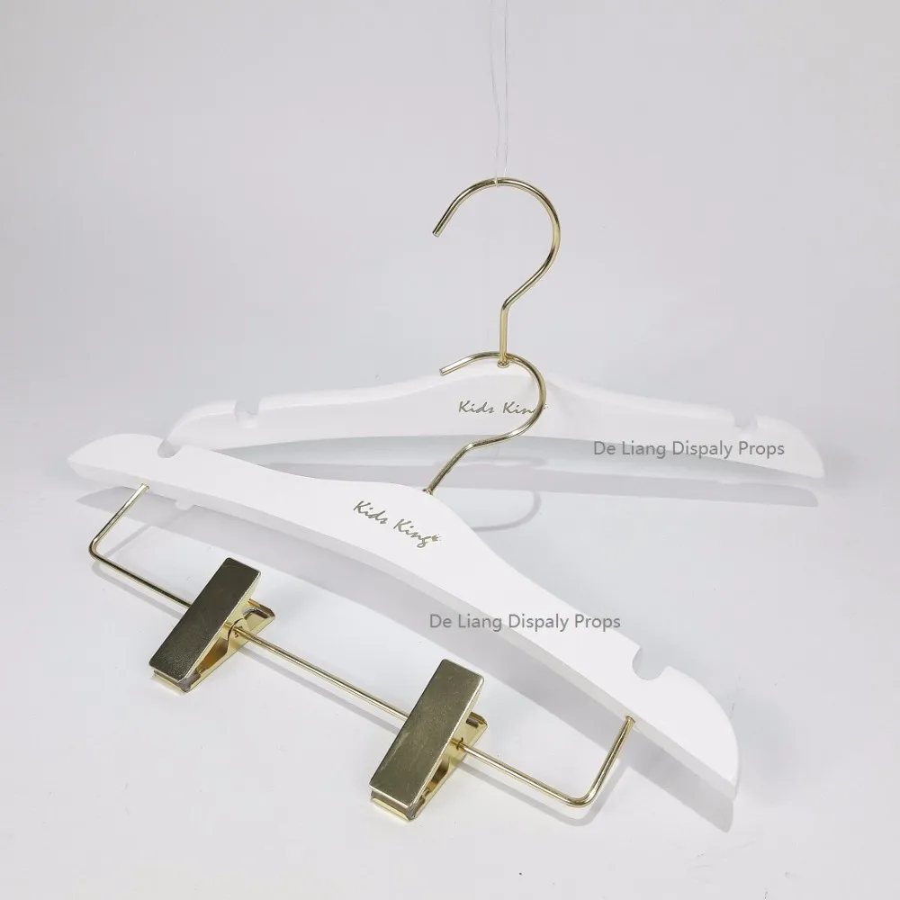 Children Matt White Color Wooden Hanger For Kids Top And Bottom Wooden