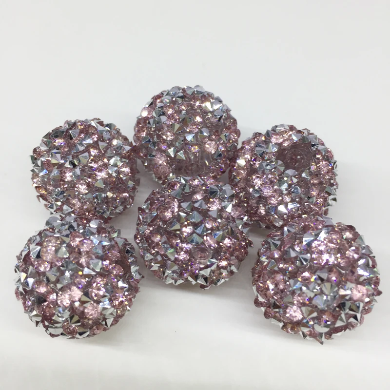 

Hot Sale 20mm Pink Acrylic Rhinestone Round Resin Jewelry Beads For Children DIY Jewelry Material Findings, As to the color chart