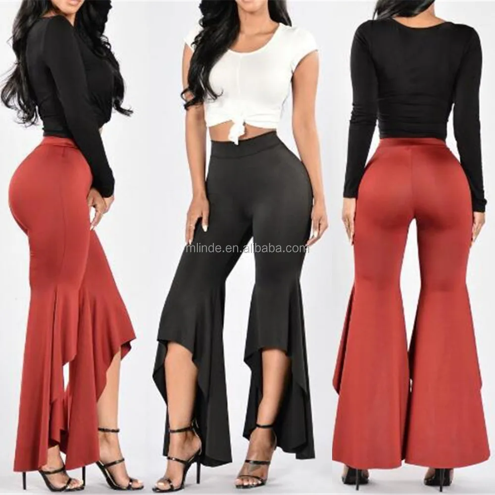 womens red flare pants