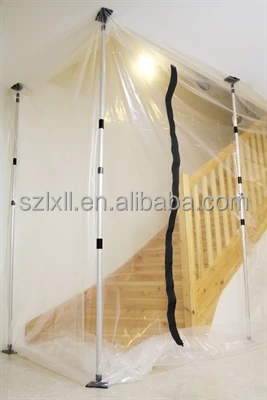
4X 12ft (3.9M) pole Dust Barrier System with 2pcs adhesive zip and 2pc ceiling rail 