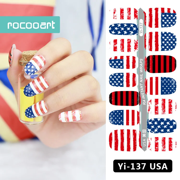 

Yi-137/Latest 2017 Unique America nail Wraps Stickers, USA Flags Designs, Waterproof Nail Arts Polish Gel Foils Nail Patch, As pic