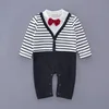 2019 Hot Style Autumn Baby Boy Dresses Boy Gentlemen's Clothes Long Sleeve Stripe Bow Tie Rompers
