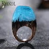 Fancy blue sky mountain ebony ring blue sky ebon wood jewelry ring