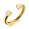 New Fashion Jewelry Wholesale wide blank bangle square gold plated copper cuff bracelet for Women