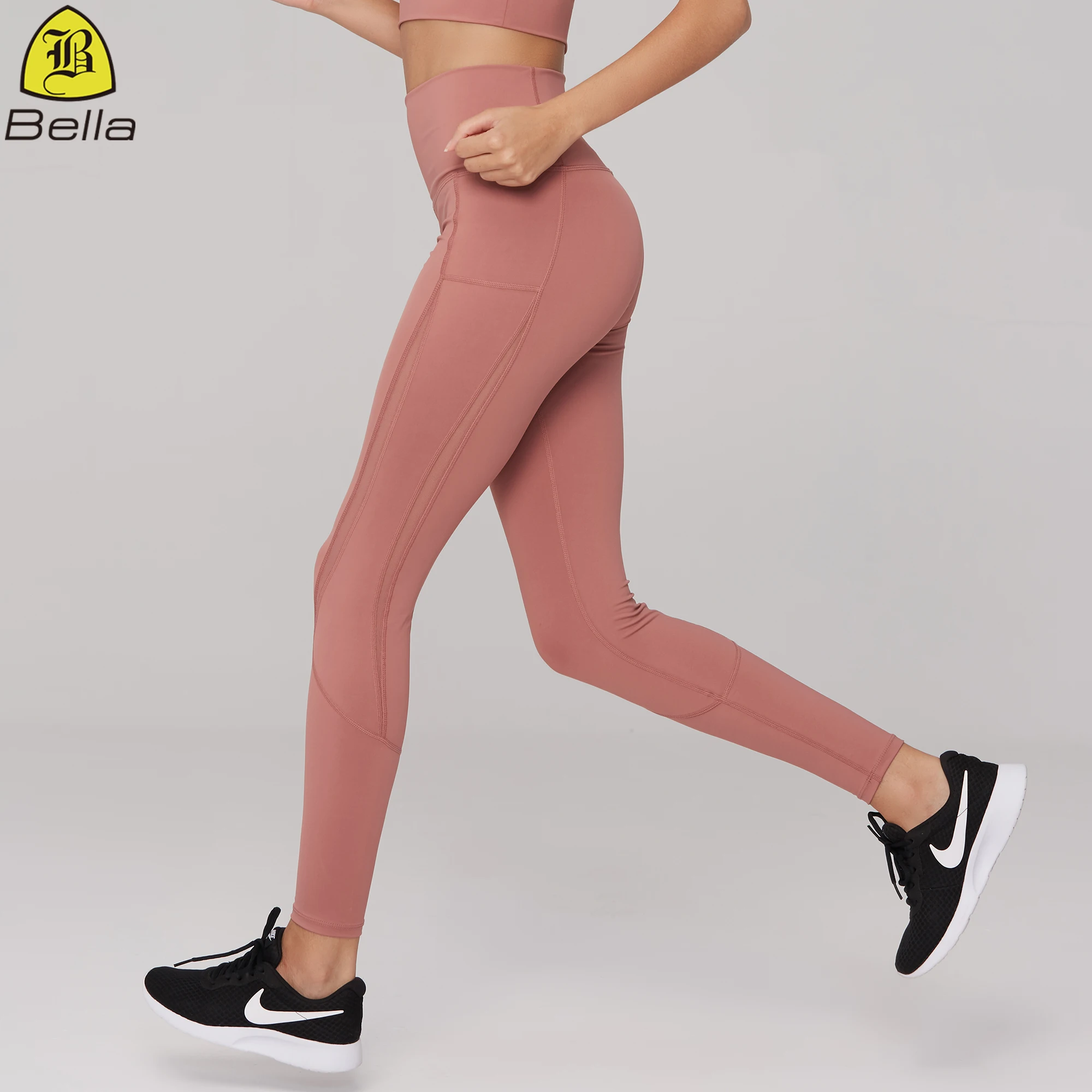

Gym sportswear ladies high waisted yoga pants fitness leggings, Black;pink