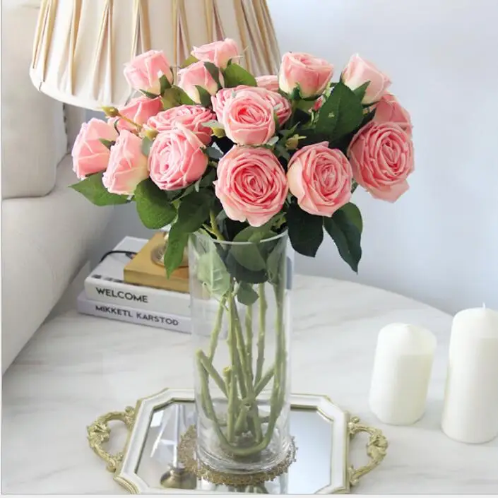 71 cm 3 heads roses Artificial Flower High-grade silk flowers Wedding home decoration a bouquet of rose flower
