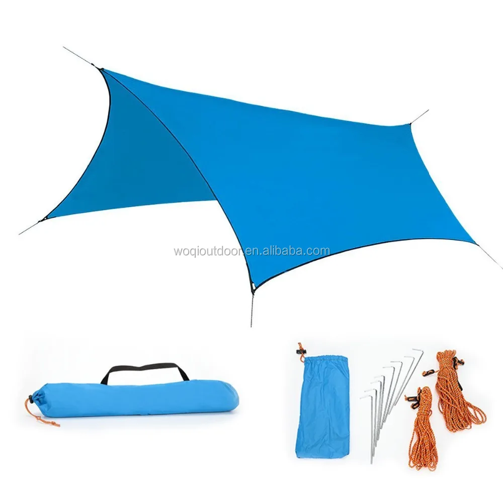 Woqi Waterproof Rainfly Large Tent Velarium for Camping Protection with Reflective Rope and Windproof Stakes &hammock Rain Tarp