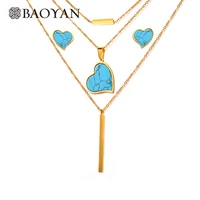 

BAOYAN Natural Howlite Turquoise Stone Jewelry Set Gold Plated Stainless Steel Love Heart Jewelry Set For Women