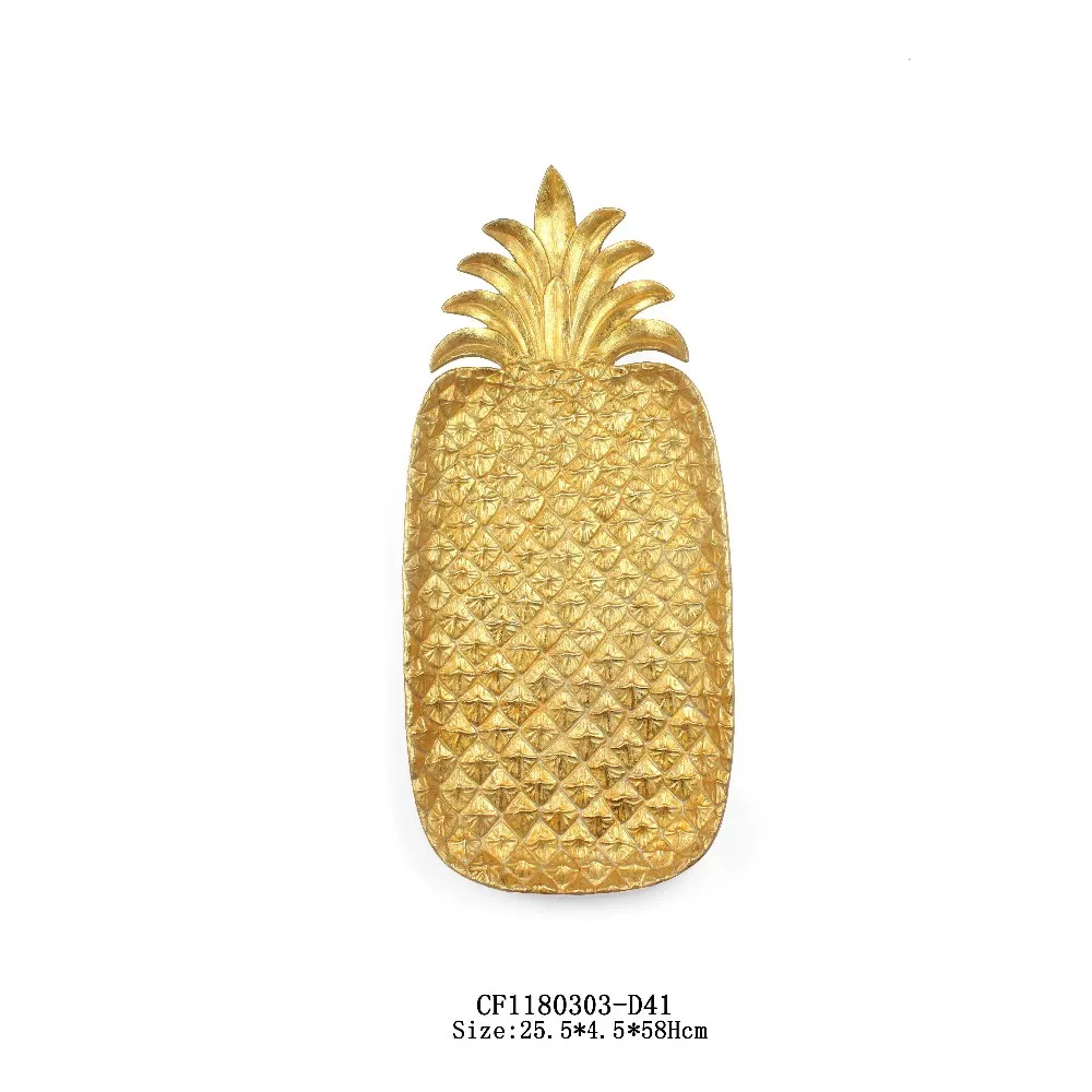 Wholesales Luxury Decorative  Resin Wall Art Decoration Golden Pineapple Home Ornament details