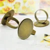Adjustable Men's Silver 18*25MM Oval Copper Ring Base