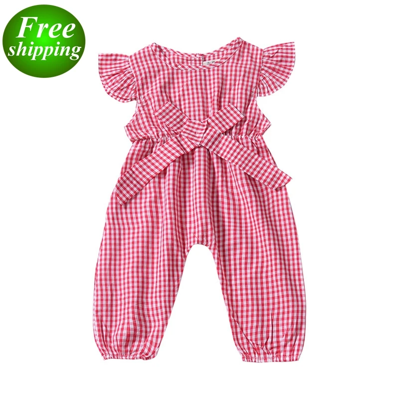 

2019 New Summer Baby Girls Plaid Cotton Romper Wholesale Baby Clothing free ship