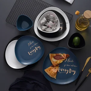 Image of Yifan Founder Triangle Plates Set Tableware Dinner Set Ceramic Porcelain