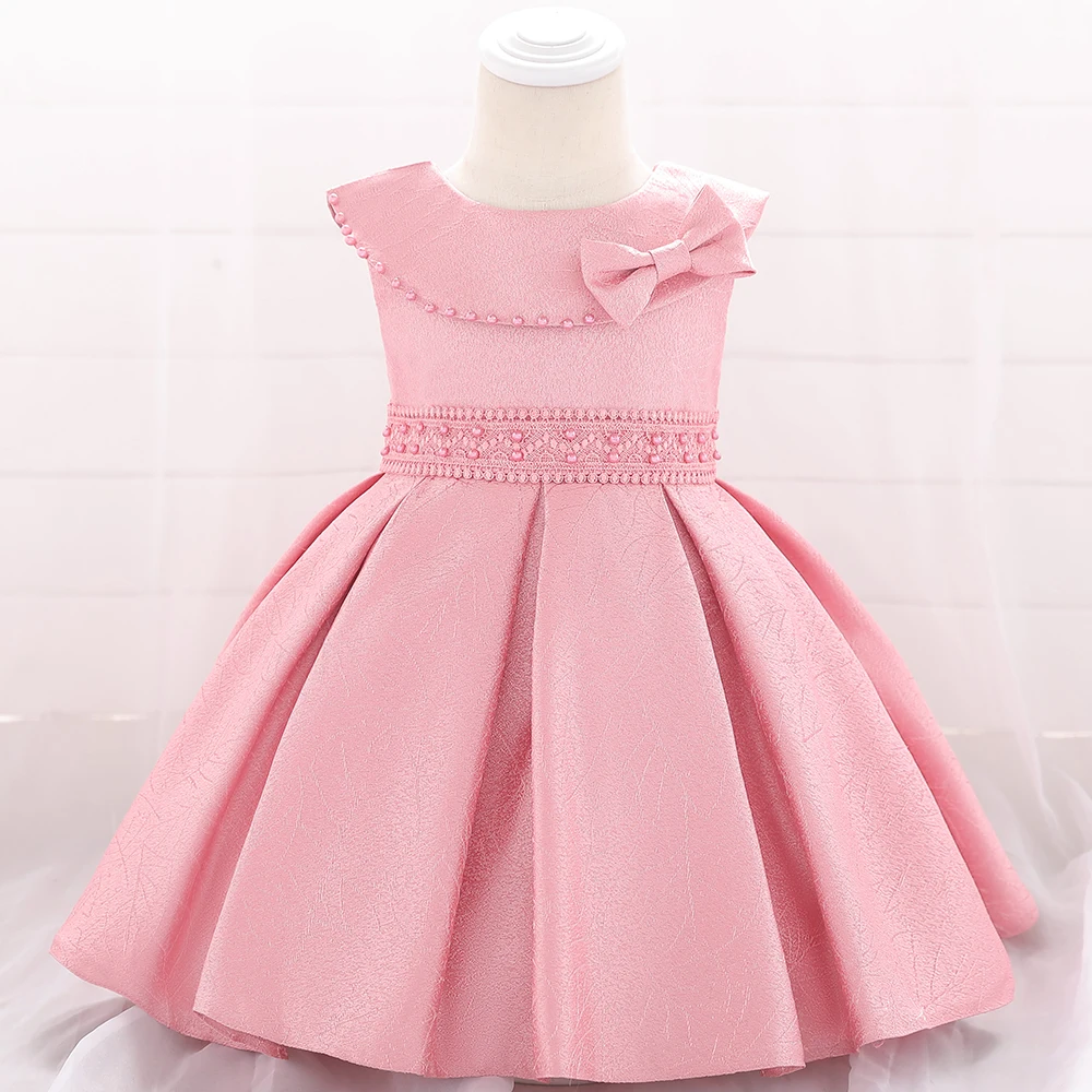 

Latest Frock Design For Baby Girl Fashion Flower Dress Wholesale Kids Dresses Newborn Satin Baptism Clothes L1905XZ, Red.pink.plum.champagne