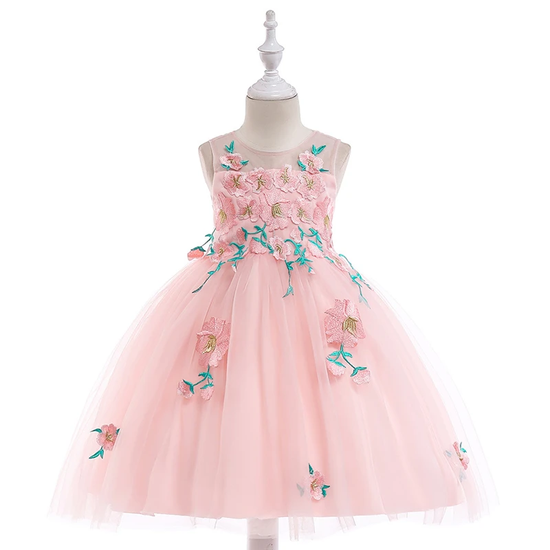 

Sleeveless O-Neck Appliqued Flower Girl Dresses Kids Tulle Party Dresses