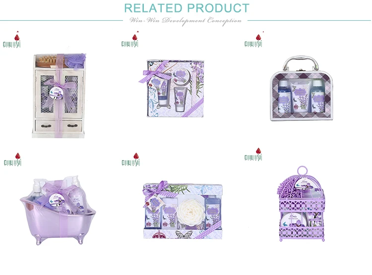 Personal care beauty basket gift lavender shampoo custom shower gel set