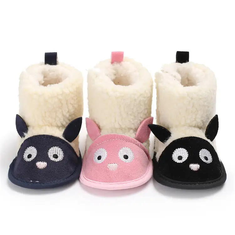 
2019 winter Cute Velvet plush Cartoon animation 0-18 months baby Soft sole infant booties 