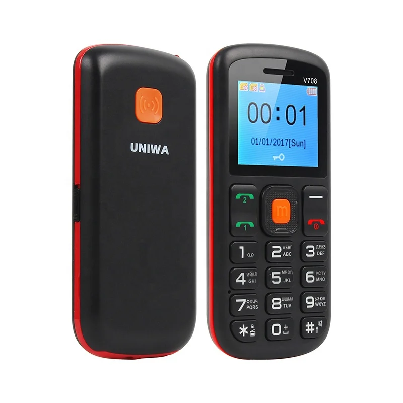 

UNIWA V708 Dual SIM Card Big Button SOS Function Senior Phone with Special Charging Cradle, N/a